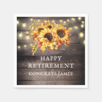 Rustic Sunflowers String Lights Retirement Party N