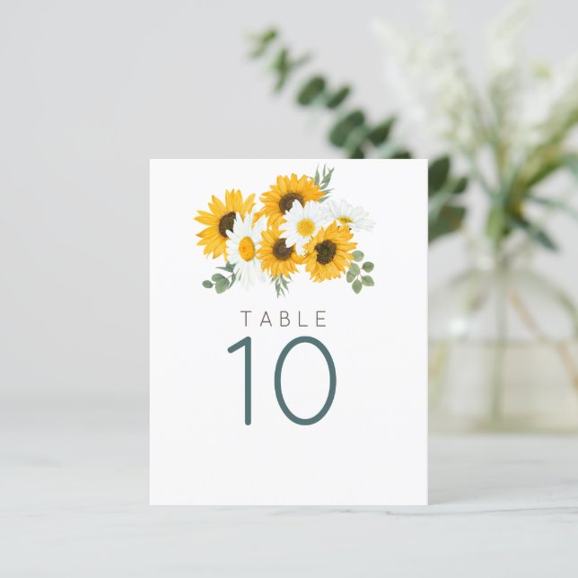 Rustic Sunflowers Table Number  (Standing Front)