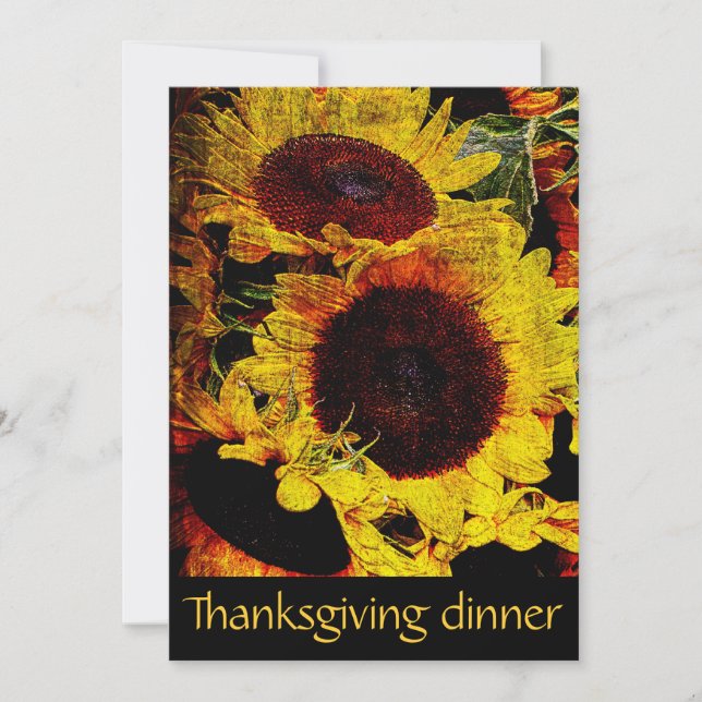rustic sunflowers Thanksgiving dinner party Invitation (Front)