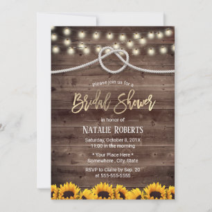Rustic Sunflowers Tying the Knot Bridal Shower Invitation