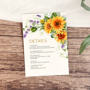 Rustic Sunflowers Wedding Details Enclosure Card