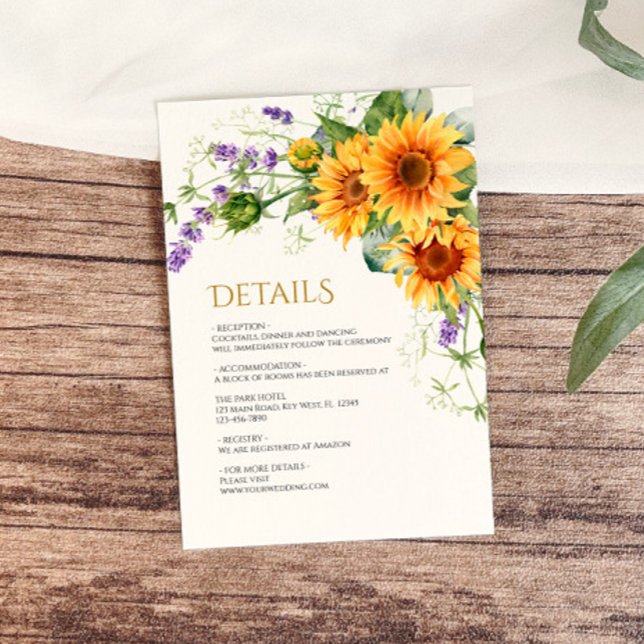 Rustic Sunflowers Wedding Details Enclosure Card (Creator Uploaded)