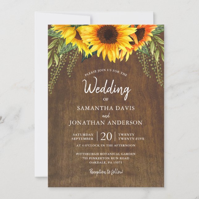 Rustic Sunflowers | Wedding Invitation (Front)