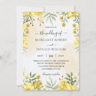 Rustic sunflowers wedding invitations