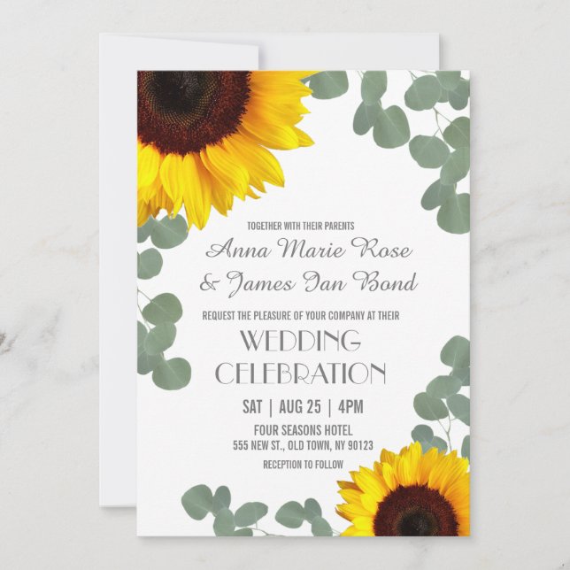 Rustic Sunflowers Wedding Invitations (Front)