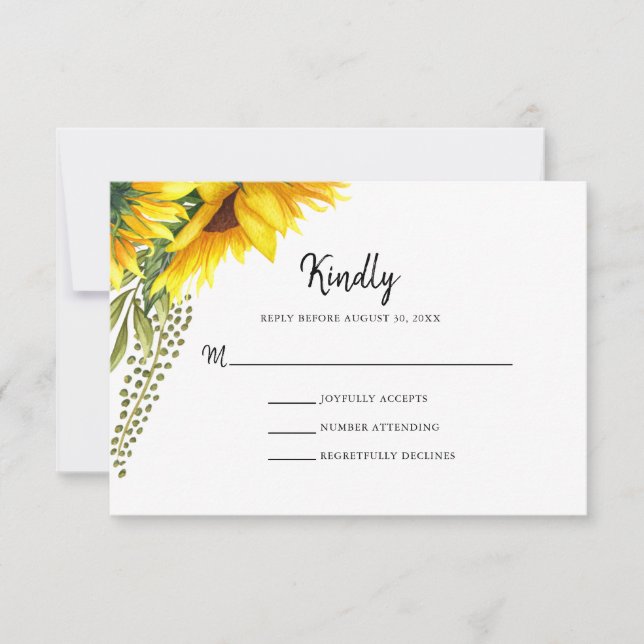 Rustic Sunflowers | Wedding RSVP (Front)