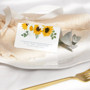 Rustic Sunflowers Wildflowers Names Date Wedding Place Card