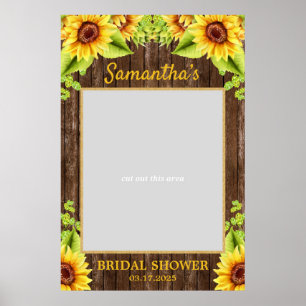 Rustic Sunflowers wood summer photo prop booth Poster