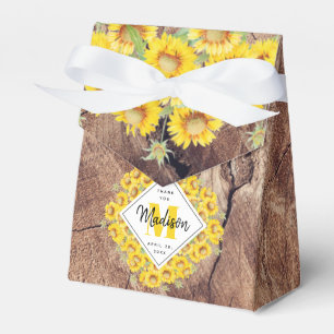 Rustic Sunflowers Wood Texture Favour Box