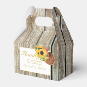 Rustic Sunflowrrs Cowboy Hat Country Barn Western Favour Box