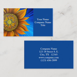 Rustic Sunny Sunflower on Blue Business Card