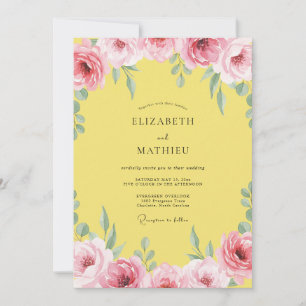 Rustic Sunny Yellow Petal Wedding Invitation