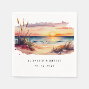 Rustic Sunset Beach  Napkin