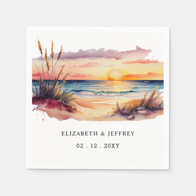 Rustic Sunset Beach  Napkin (Front)