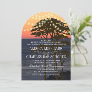 Rustic Sunset Forest Wedding Invitation