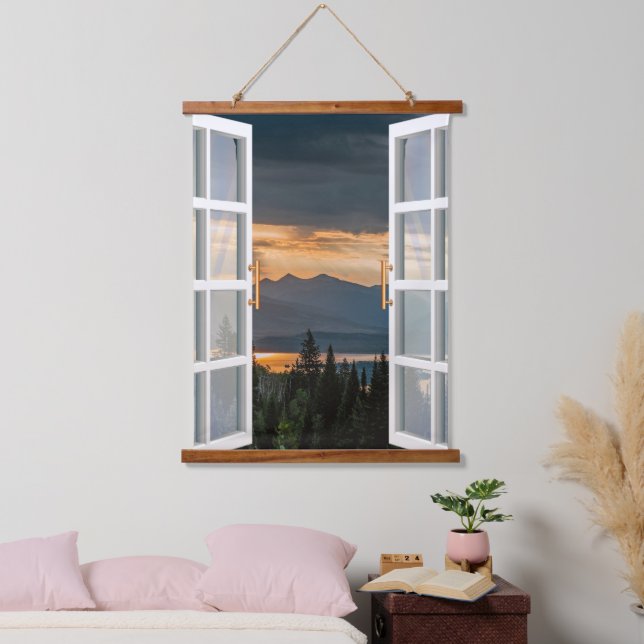 Rustic Sunset Landscape View Hanging Tapestry (Bedroom)