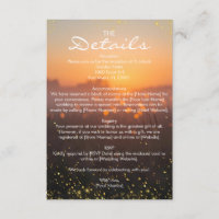 Rustic Sunset Nature Fireflies Wedding Details