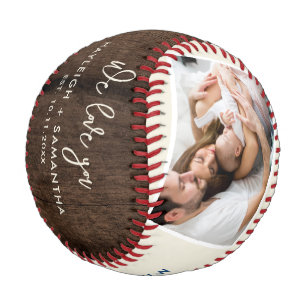 Rustic Super Dad Family Photo Collage Birthday Baseball