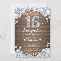 Rustic Surprise 16th Birthday Silver Diamond
