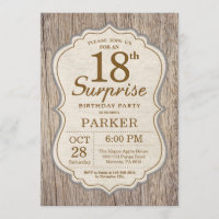 Rustic Surprise 18th Birthday Invitation Wood