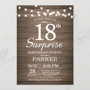 Rustic Surprise 18th Birthday Invitation Wood