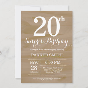 Rustic Surprise 20th Birthday Invitation