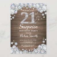 Rustic Surprise 21st Birthday Silver Diamond