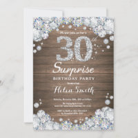 Rustic Surprise 30th Birthday Silver Diamond