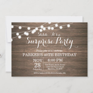 Rustic Surprise 40th Birthday Invitation Wood