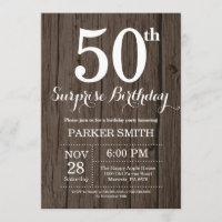 Rustic Surprise 50th Birthday Invitation