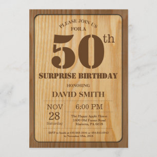 Rustic Surprise 50th Birthday Invitation Wood