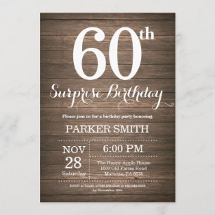Rustic Surprise 60th Birthday Invitation