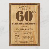 Rustic Surprise 60th Birthday Invitation Wood