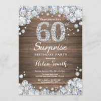 Rustic Surprise 60th Birthday Silver Diamond