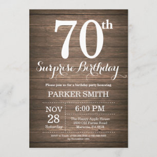 Rustic Surprise 70th Birthday Invitation