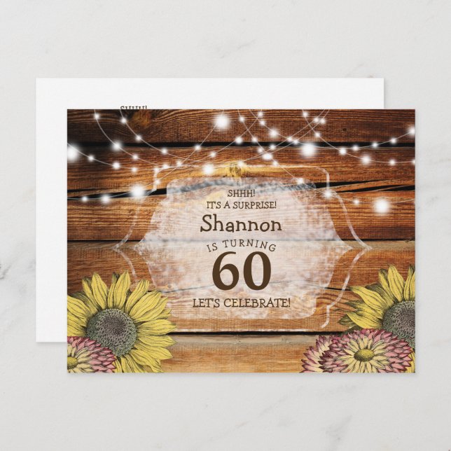 Rustic Surprise Floral 60th Birthday Postcard (Front/Back)