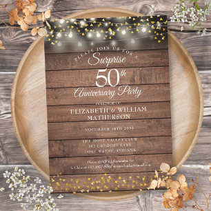 Rustic Surprise Party 50th Wedding Anniversary  Invitation