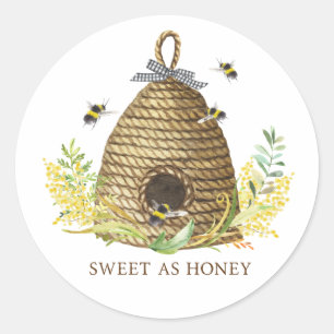 Rustic Sweet As Honey Bee Hive  Glass Classic Round Sticker