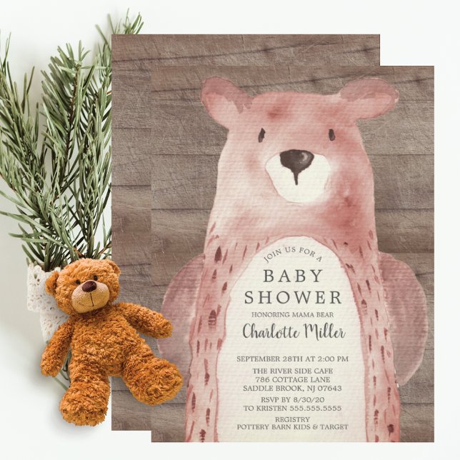 Rustic Sweet Bear Gender Neutral Baby Shower Invitation (Creator Uploaded)
