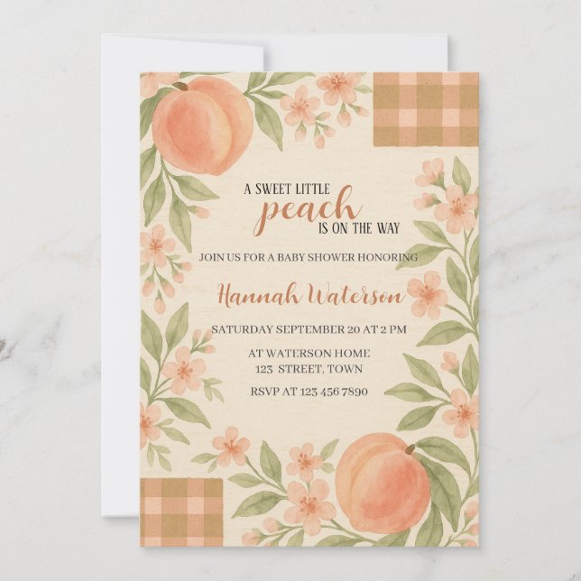 Rustic Sweet Little Peach Baby Shower  Invitation (Front)