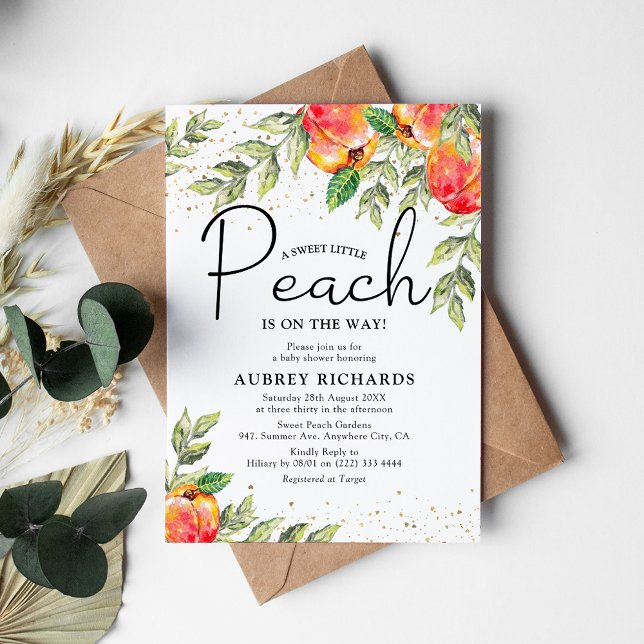 Rustic Sweet Little Peach Baby Shower Invitation (Creator Uploaded)