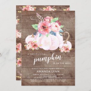 Rustic Sweet Little Pumpkin Girls Baby Shower Invitation
