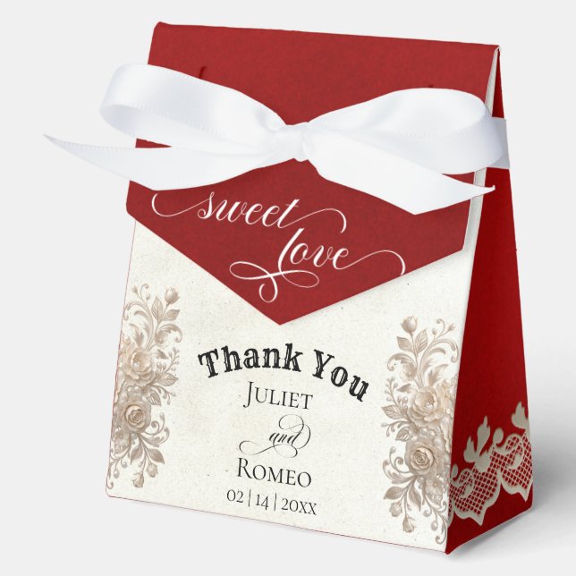 Rustic Sweet Love - Red Favour Box (Front)