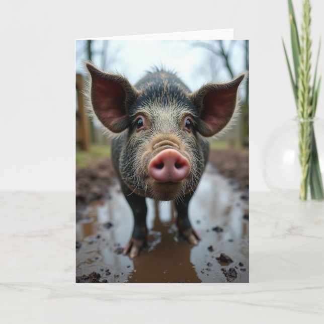 Rustic Swine Fathers Day Card (Front)