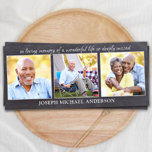 Rustic Sympathy 3 Photo Funeral Prayer Bookmark