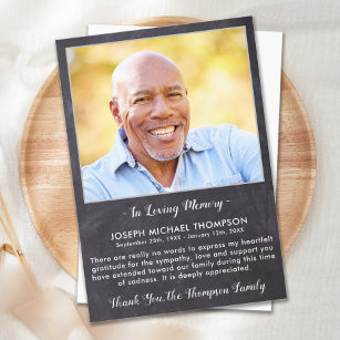 Rustic Sympathy Loving Memory Photo Funeral Thank You Card