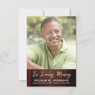 Rustic Sympathy Photo Simple Memorial Funeral Thank You Card