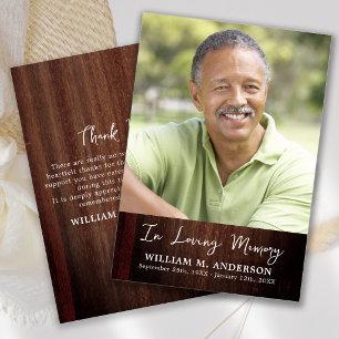 Rustic Sympathy Photo Simple Memorial Funeral Thank You Card