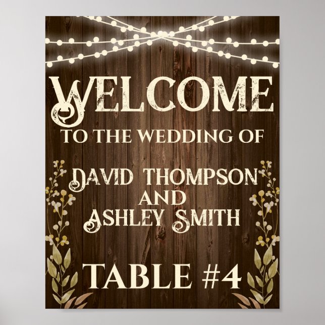 Rustic Table Number Poster (Front)