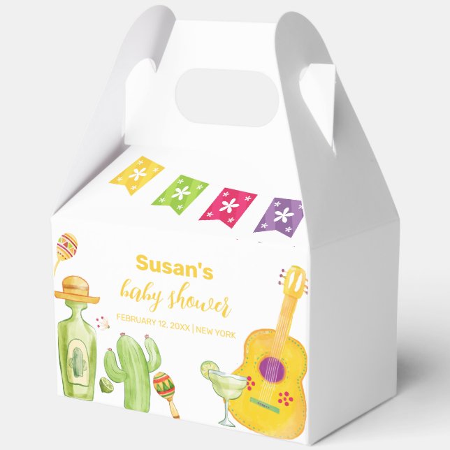 Rustic Taco 'Bout Cactus Lime Guitar Baby Shower Favour Box (Back)